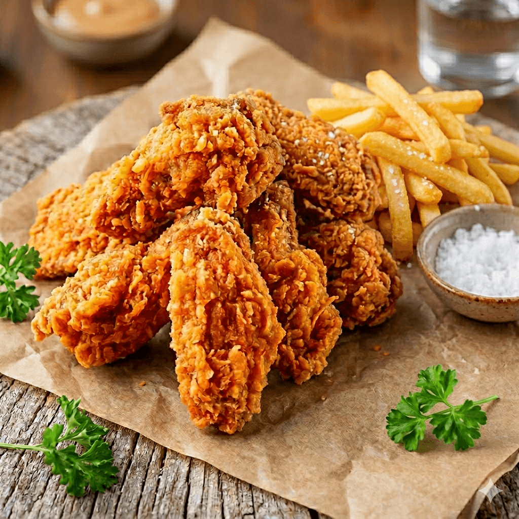 4 classic crunch wings + fries