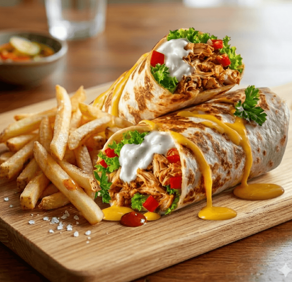 loaded wrap + fries